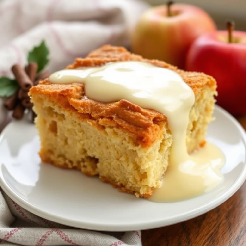 Bestemors eplekake i stil med Grandma's med vaniljesaus