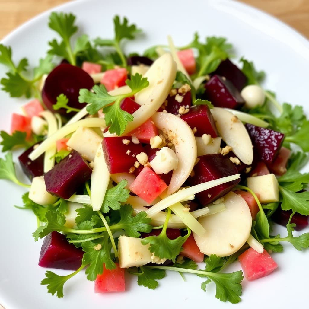 Bete-, fennikel- og vannkresssalat