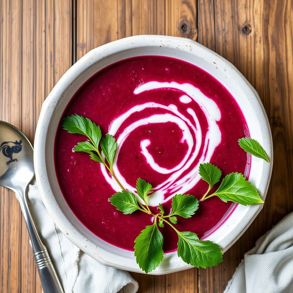 Bete- og sellerisuppe med pepperrotkrem