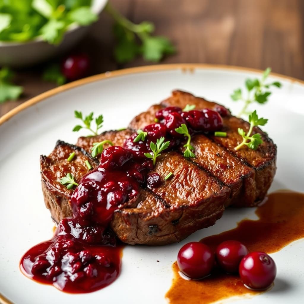 Biff med kirsebærtapenade