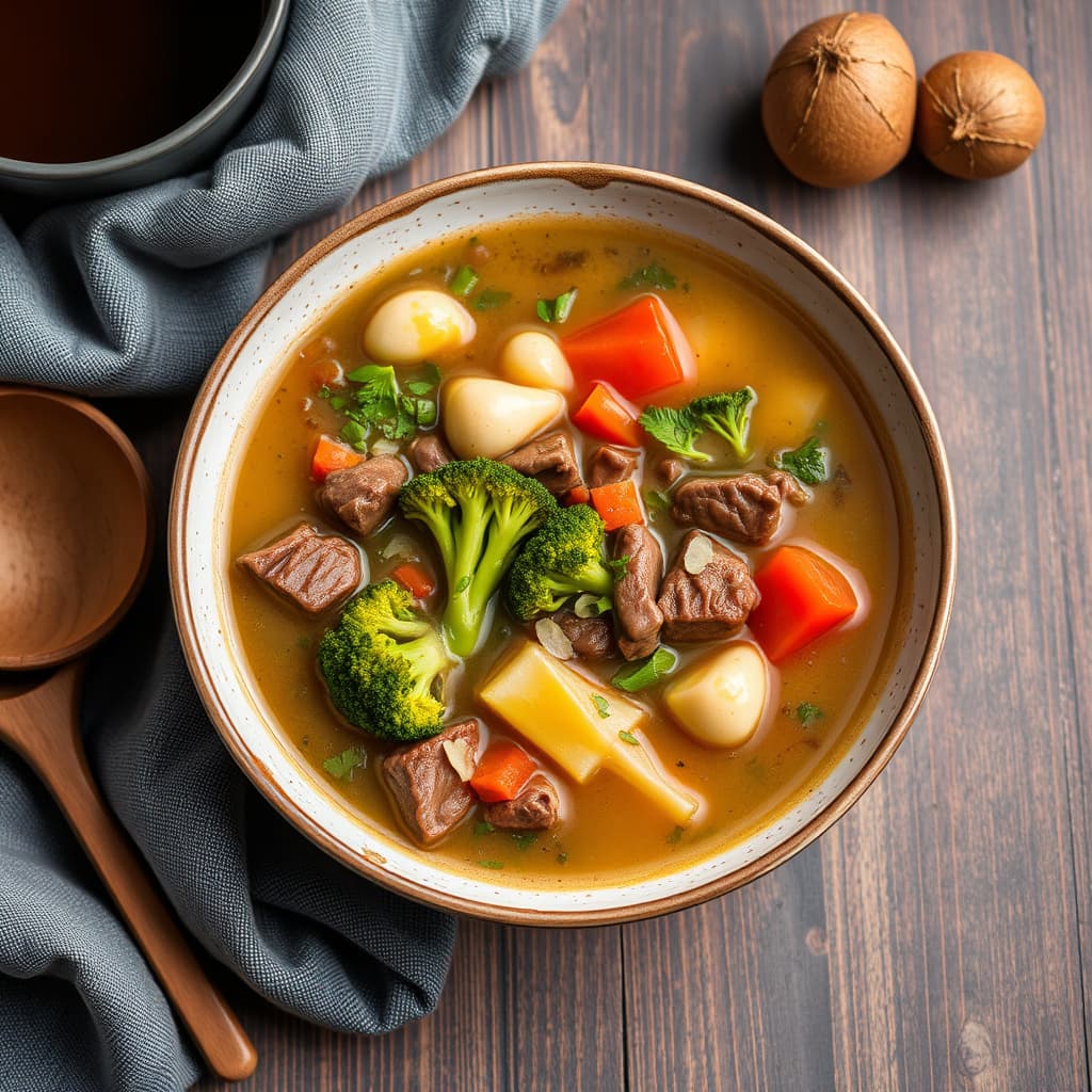 Biff- og brokkolestamssuppe