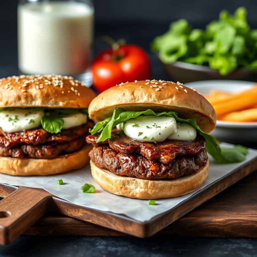 Biff- og Gorgonzola-burgere