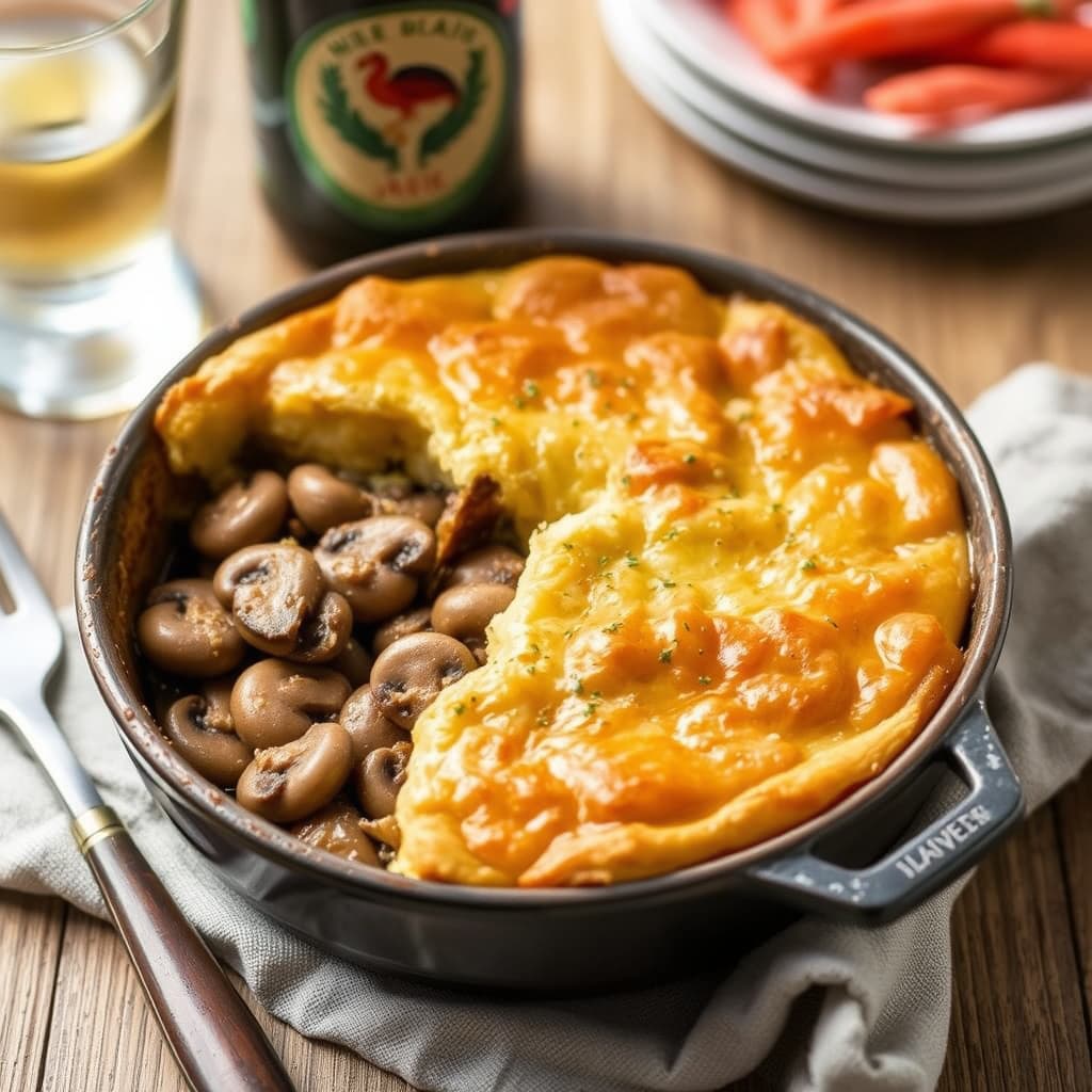 Biff- og ølpaide med sopp