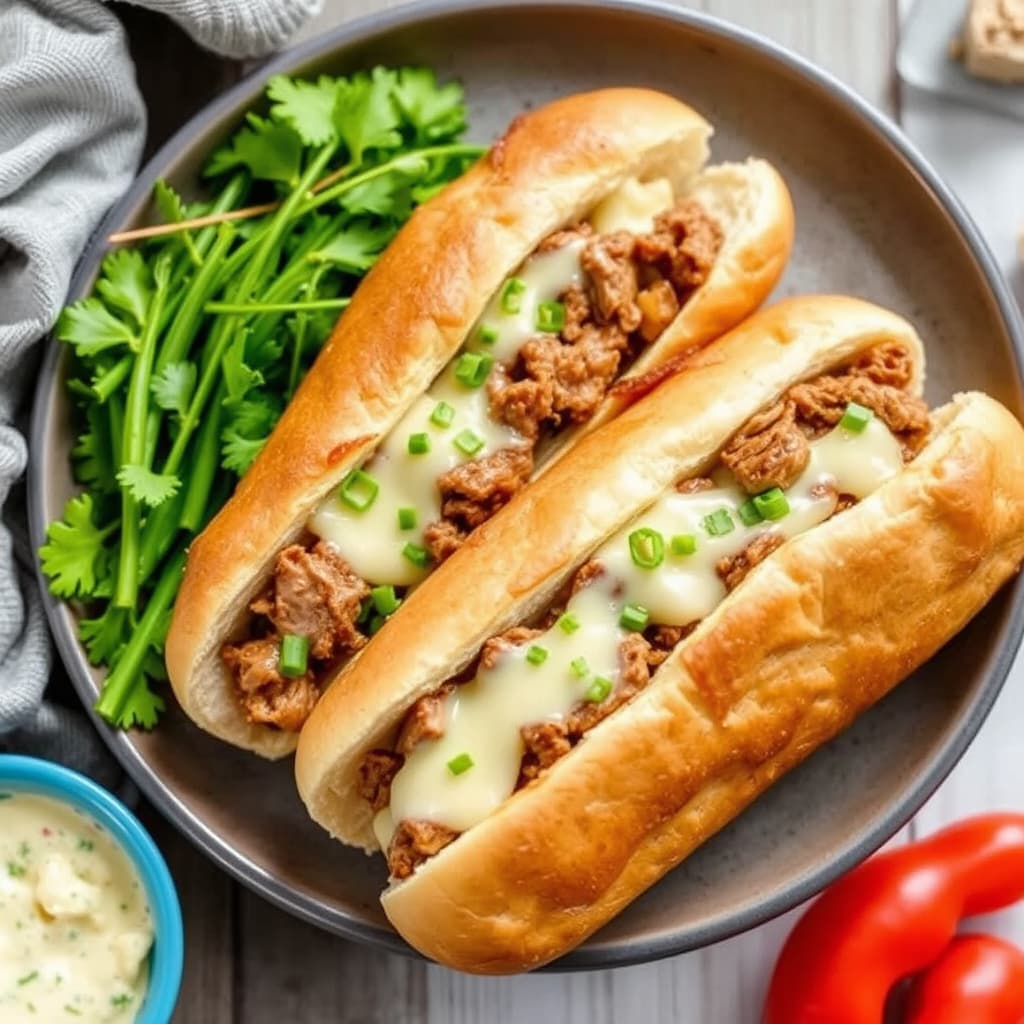 Biff- og ostesandwicher med hoagiebrød