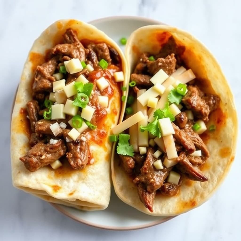 Biffburritos med Monterey Jack-ost.