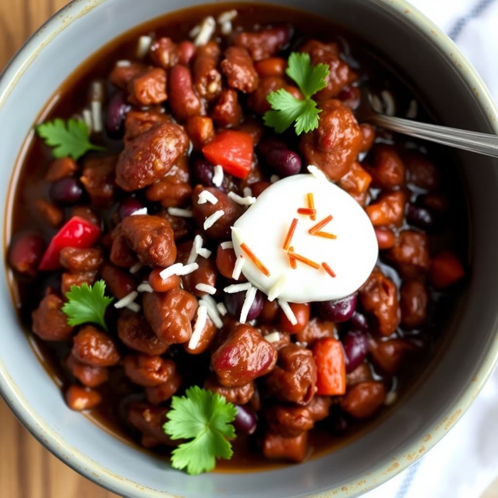 Biffchili med røde bønner og sjokolade