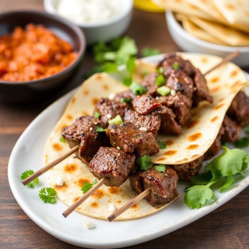 Biffkebab med quesadillas