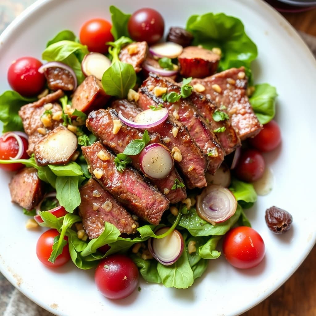 Biffsalat med sjalottløk og rødvin