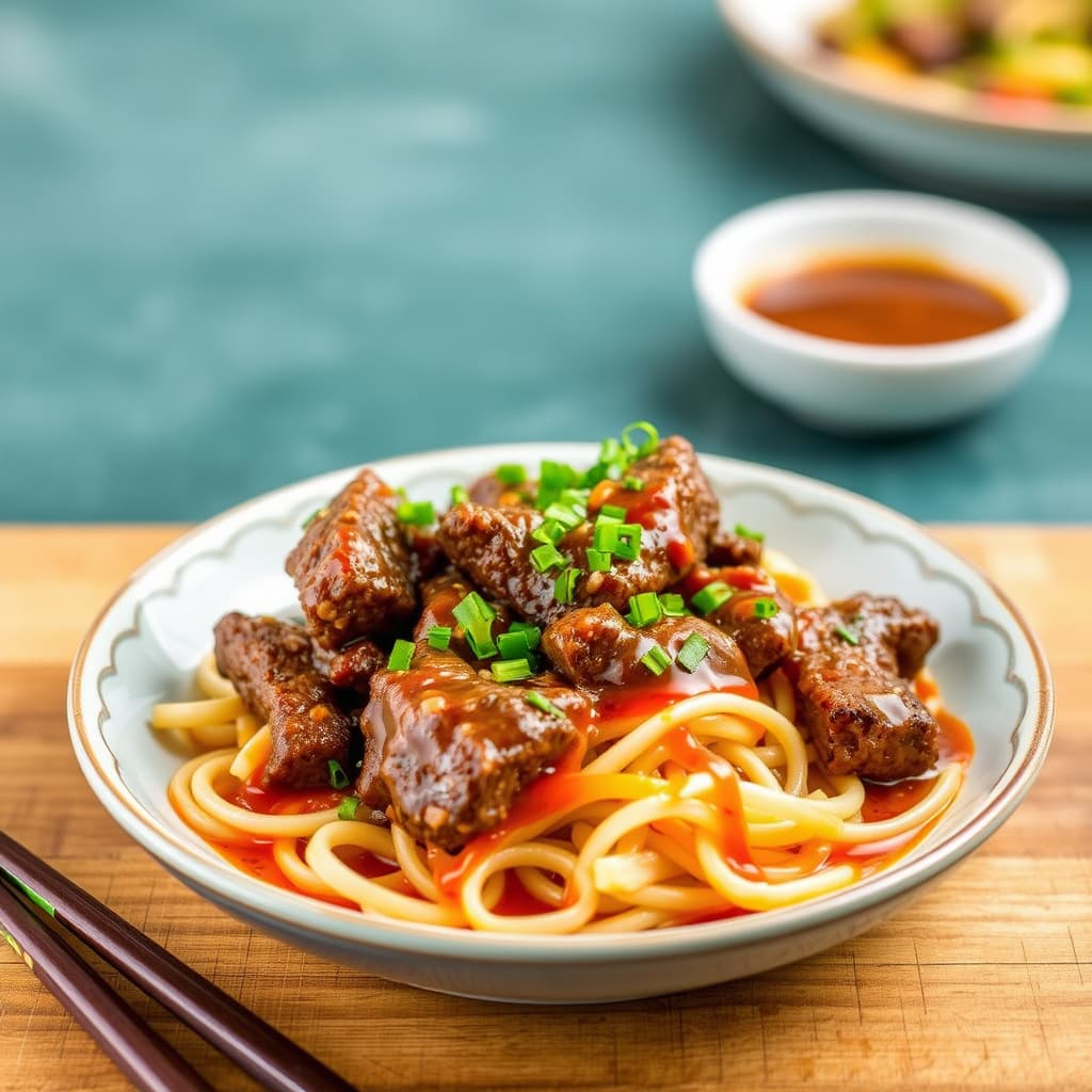 Biffspyd med sørøstasiatisk saus