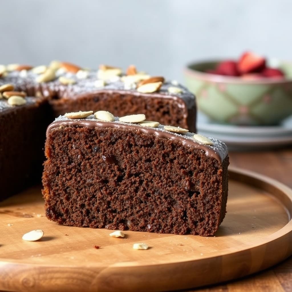 Bitter-søt sjokolade- og mandelkake