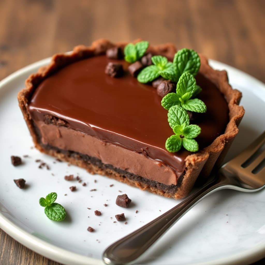 Bitter-søt sjokolade- og myntetærte