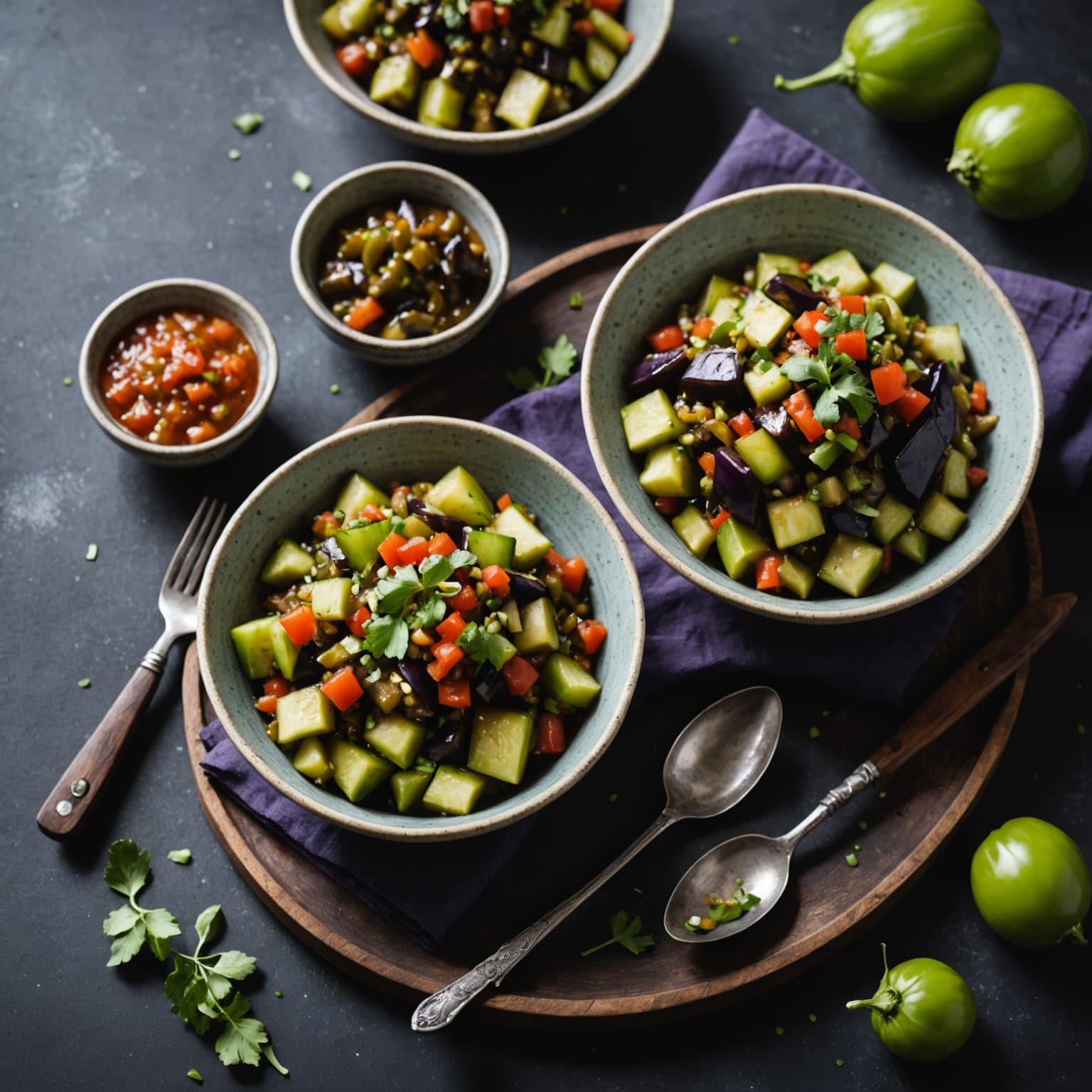 Bittermelon- og auberginerelish