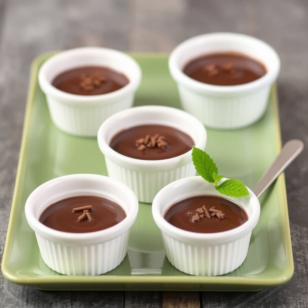 Bittersøt sjokolade små porsjoner (fransk-inspirert sjokoladepudding)