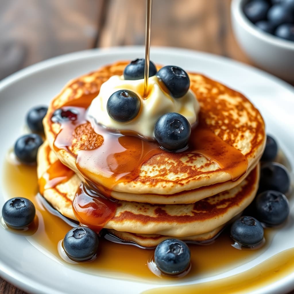 Blåbær Johnnycakes med lønnesirup