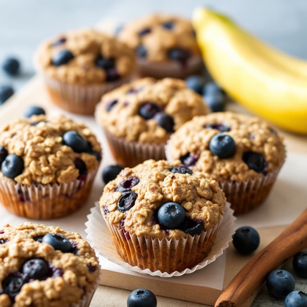 Blåbær- og kanelmuffins til frokost med havre