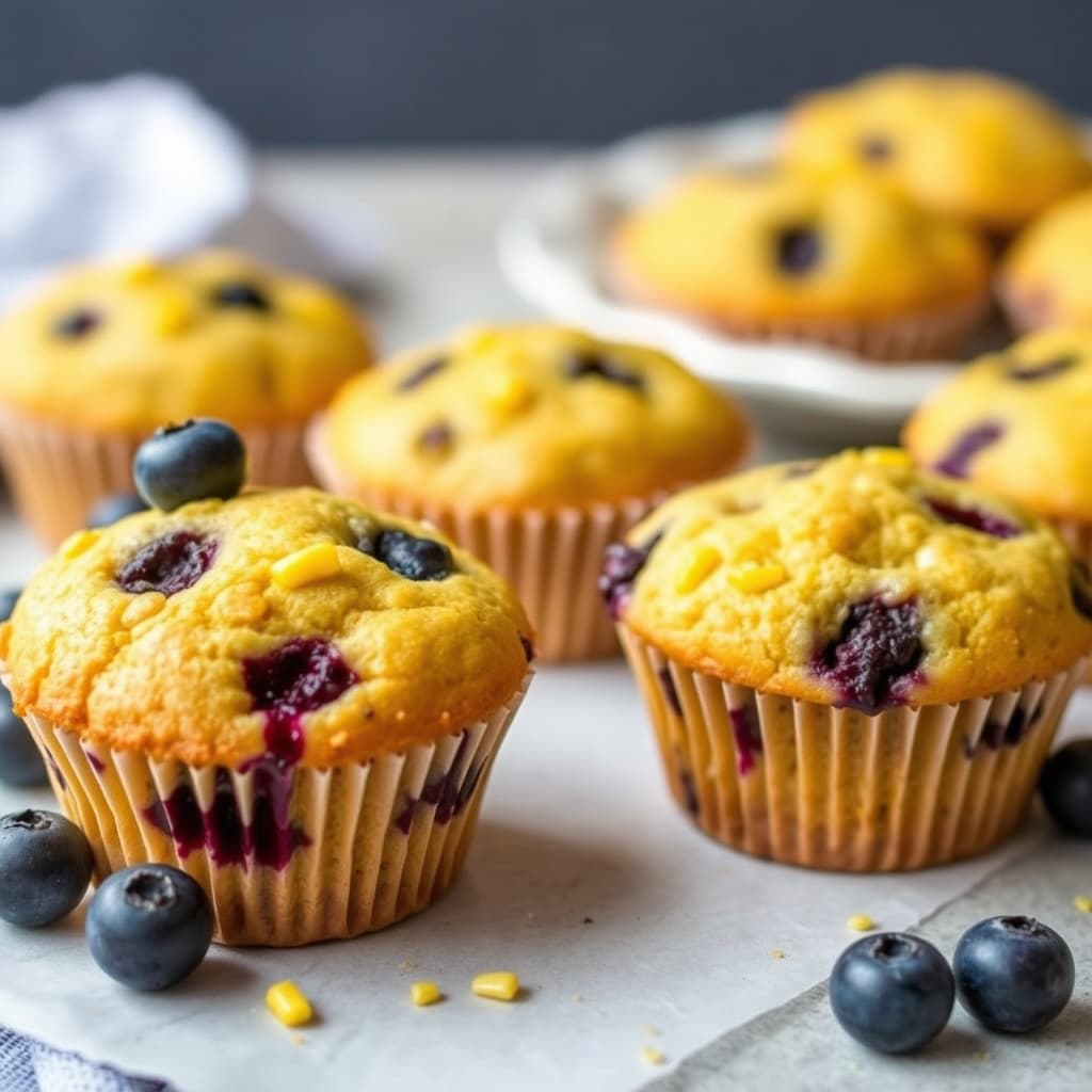 Blåbær- og sitronmuffins med mais