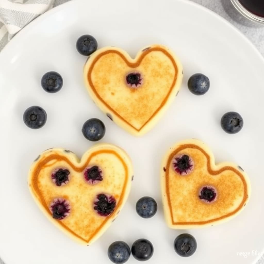Blåbærpannekaker hjerter