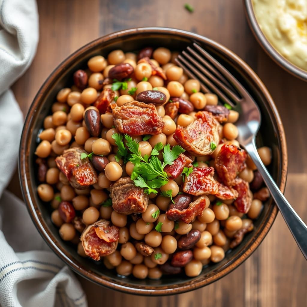 Black-Eyed Peas med bacon og svinekjøtt