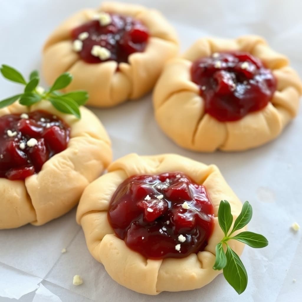 Blåmuggost og rødløkssyltetøy crescent-tommelfingre