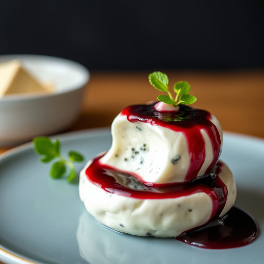 Blåmuggostskum med portvinsreduksjon