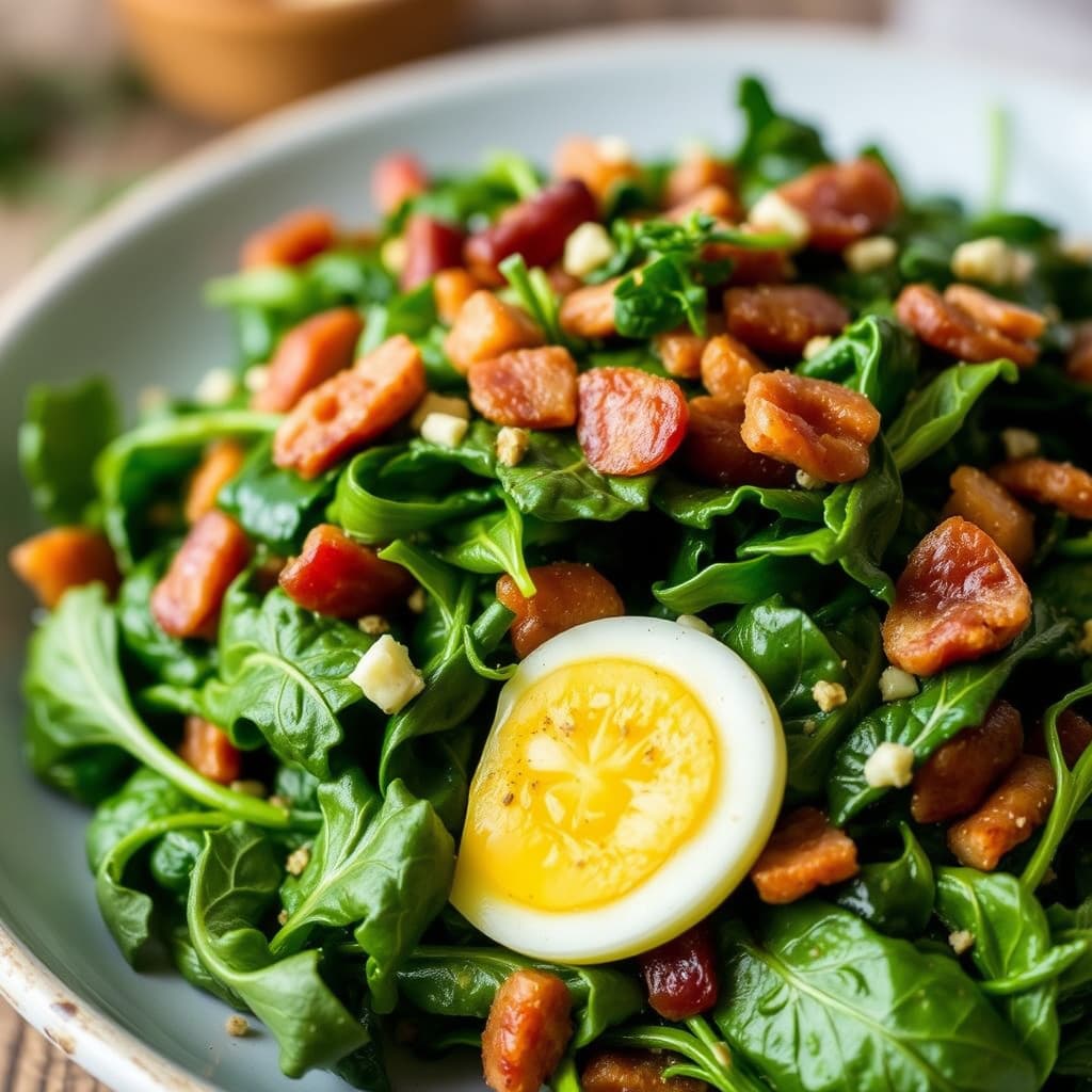 Blandet grønt med bacon og urter