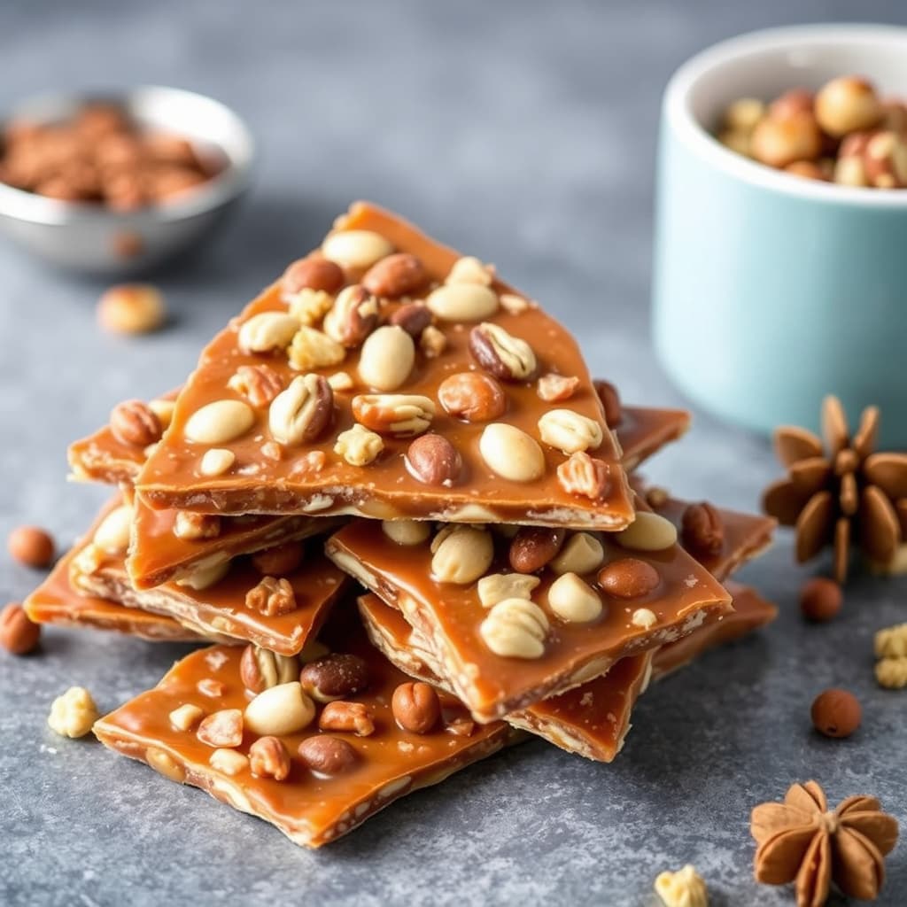 Blandet nøttekaramell med krydder og toffee