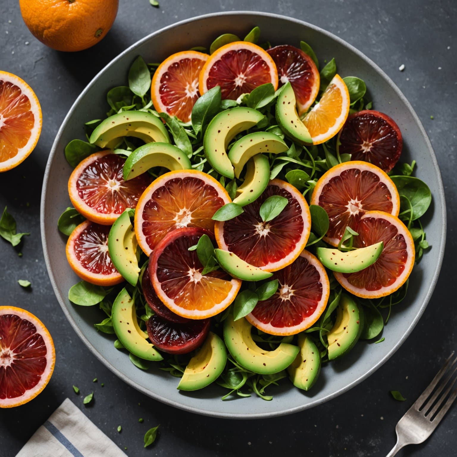 Blodappelsin- og avokadosalat