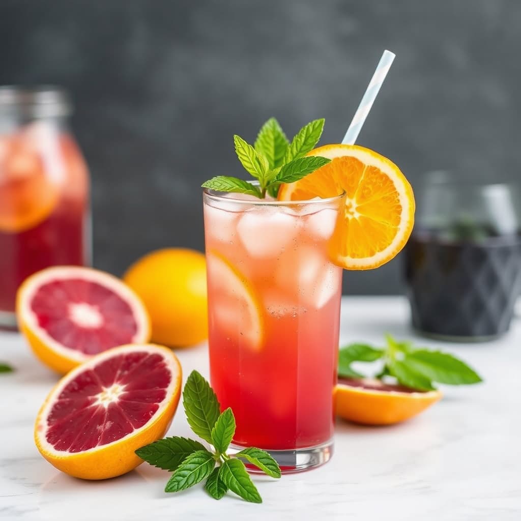 Blodappelsin- og sitronlemonade