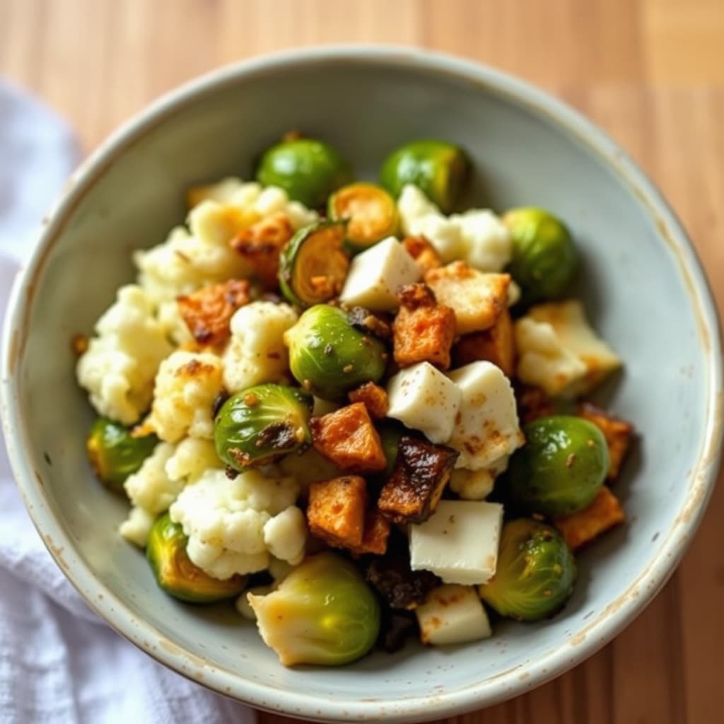 Blomkål, rosenkål og røkt gouda-snadderbrød