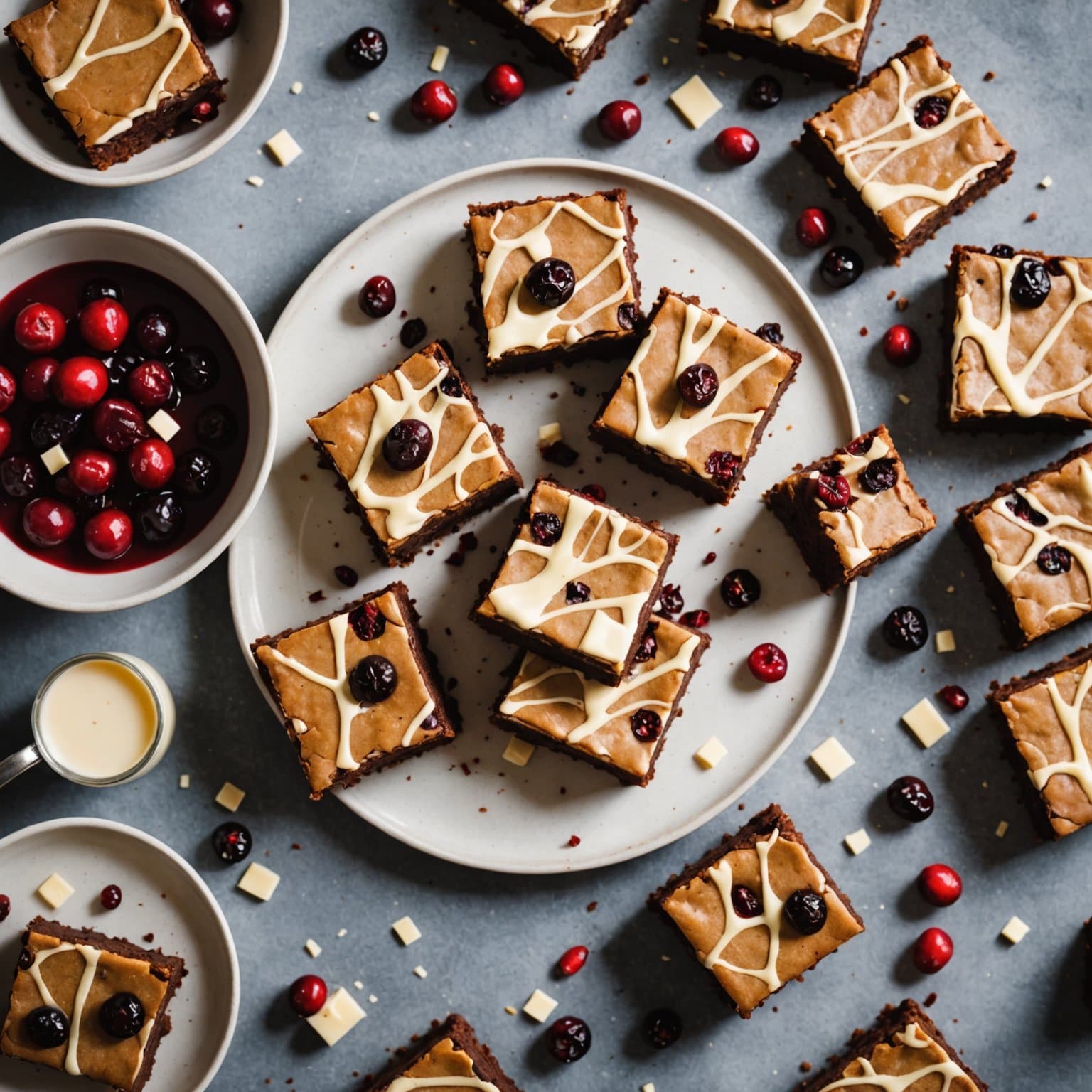 Blonde brownies med hvit sjokolade og tranebær