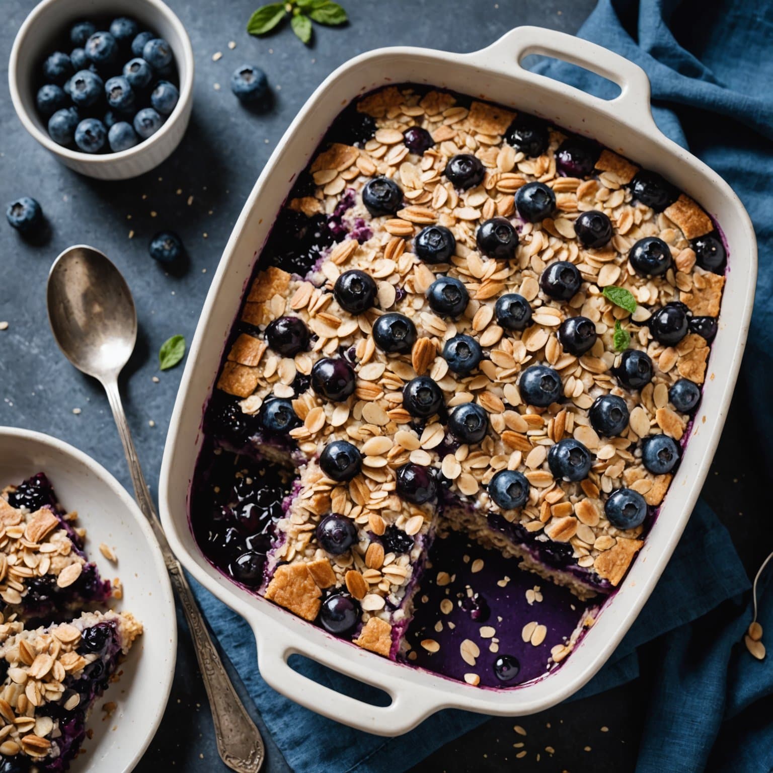 Bløtlagt blåbær- og kokosgrøt med havre og bakst