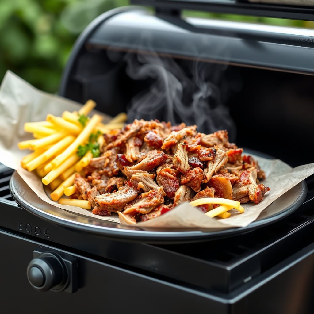 Bob sitt pulled pork på en røyker