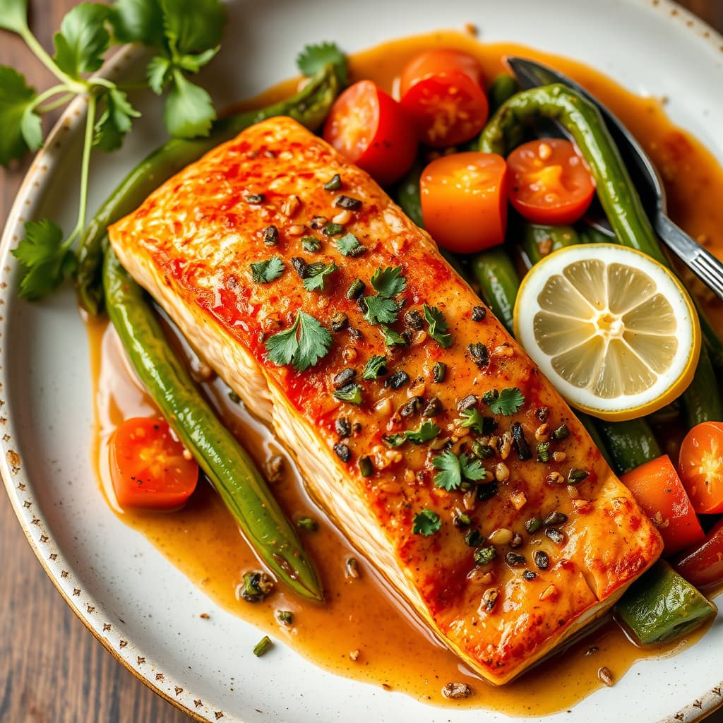 Braisert laks med middelhavsinspirert smak