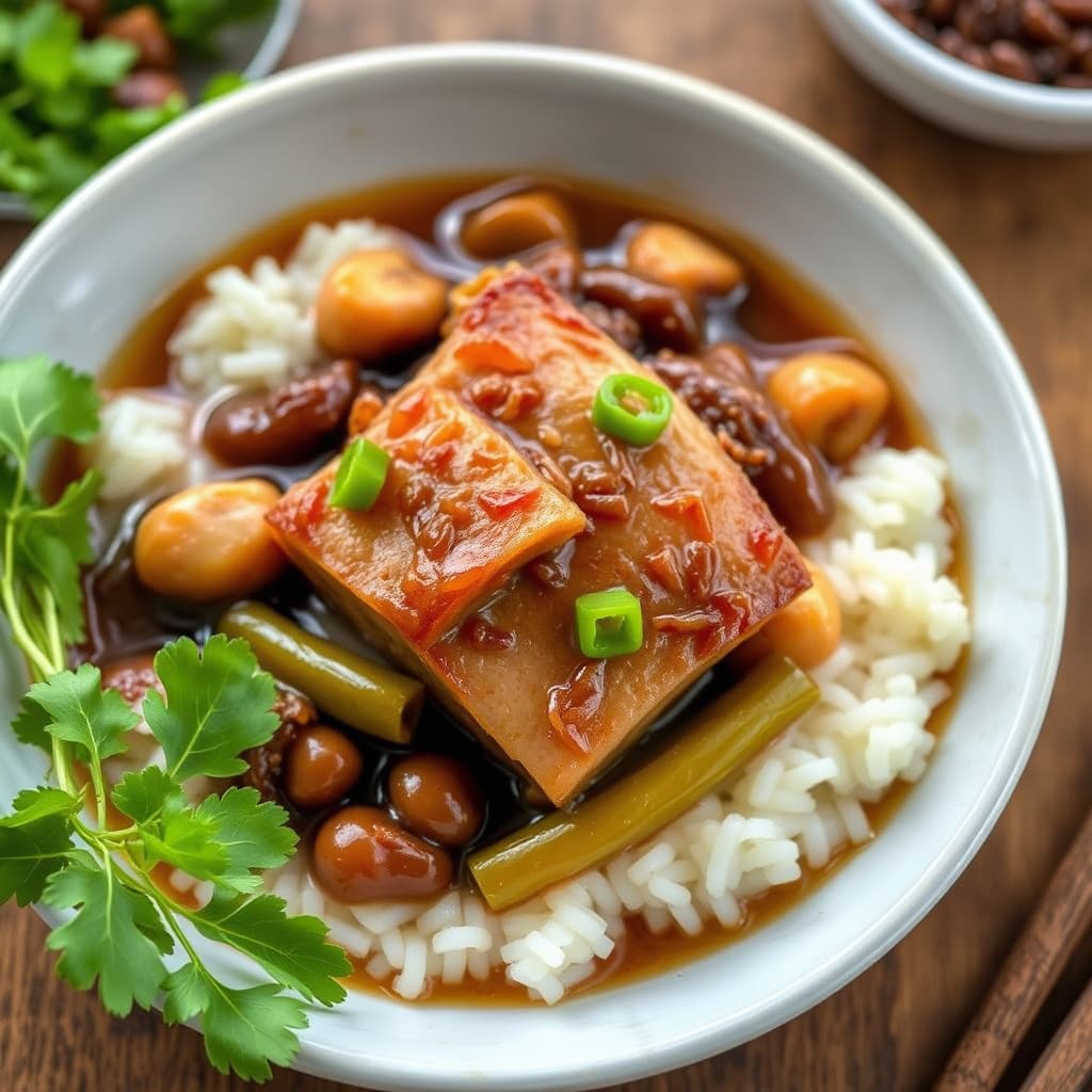 Braisert svinebryst med saltede soyabønner