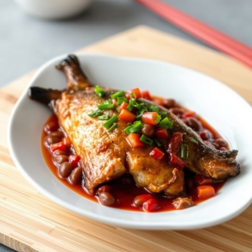 Brased ørret i chilibønnesaus (Dou Ban Yu)