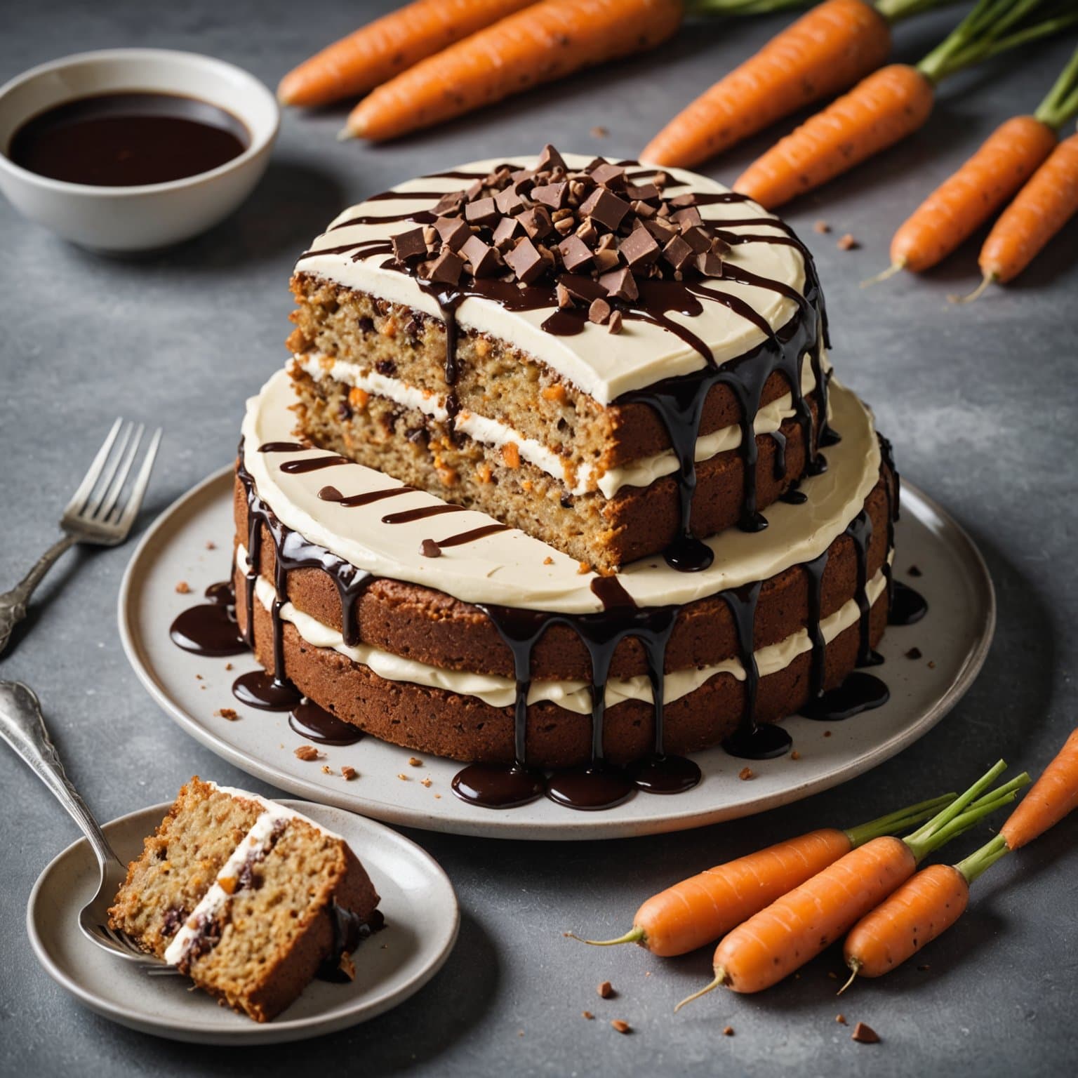 Brasiliansk gulrotkake med sjokoladesaus