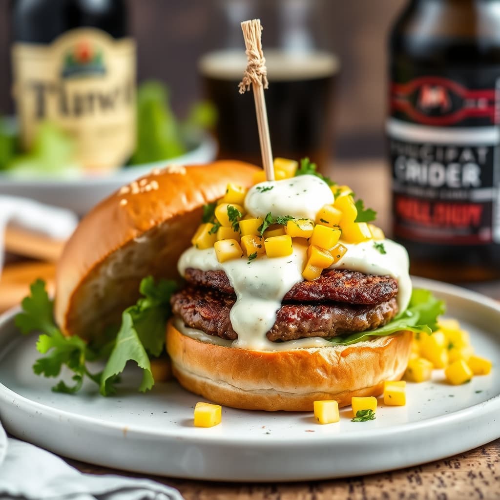Bratburgere med stout-aioli og maisrelish