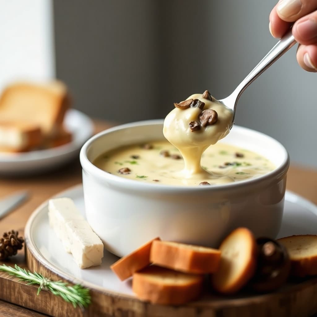 Brie, Roquefort og vill soppfondue