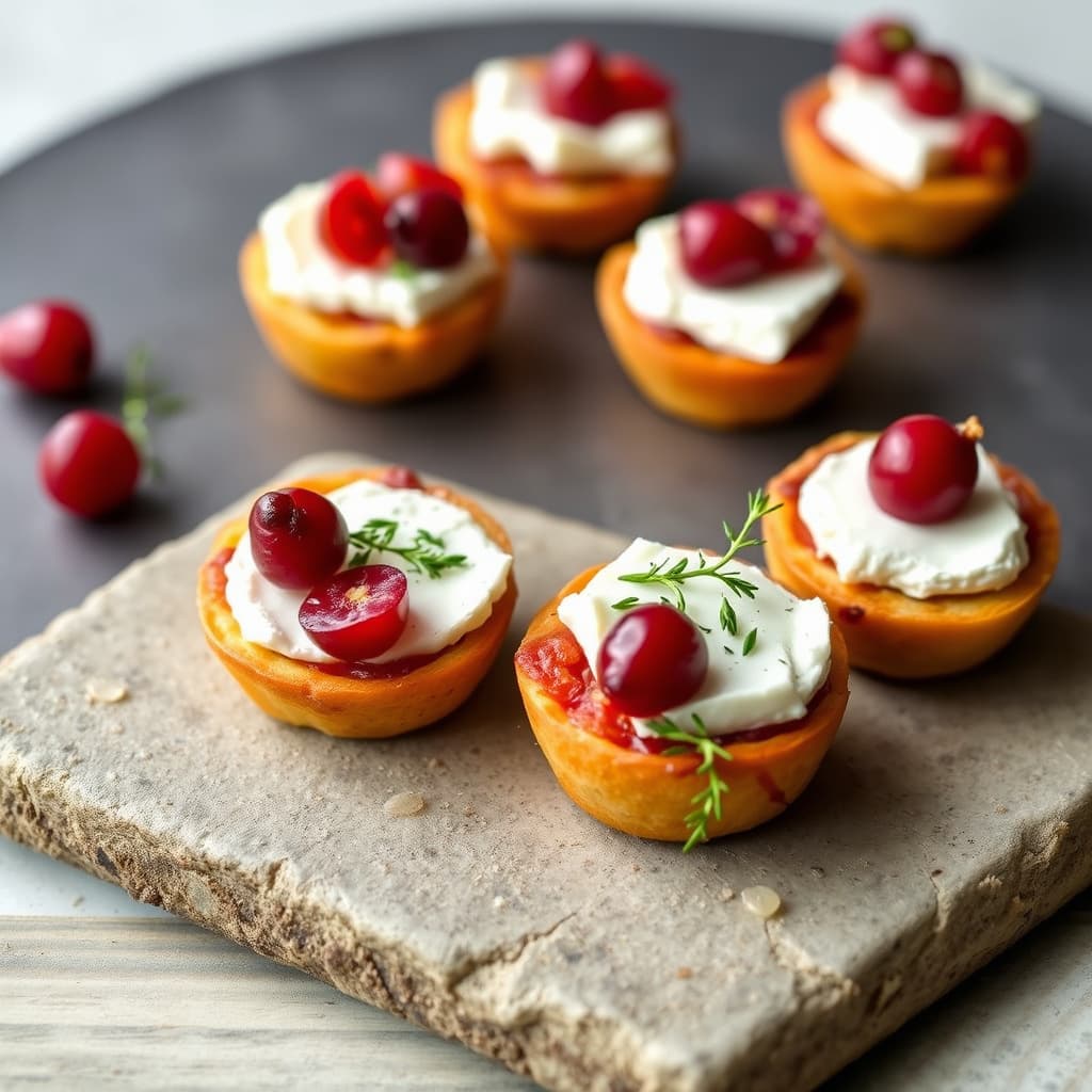 Brie-, tranebær- og prosciuttobiter