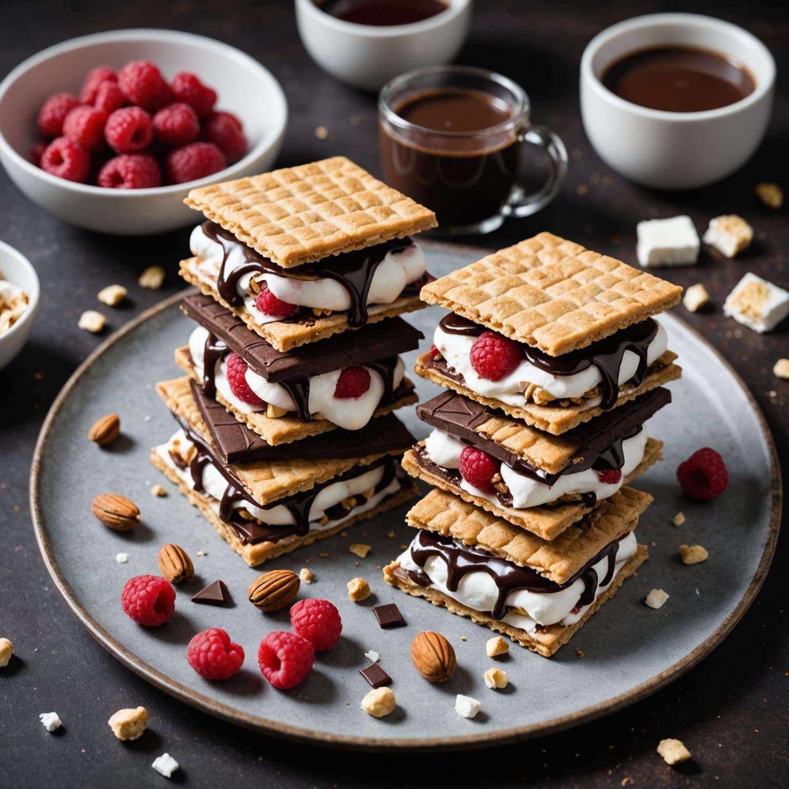 Bringebær- og kokosnøttkrem
Sjokolade- og hasselnøttsmørbrød