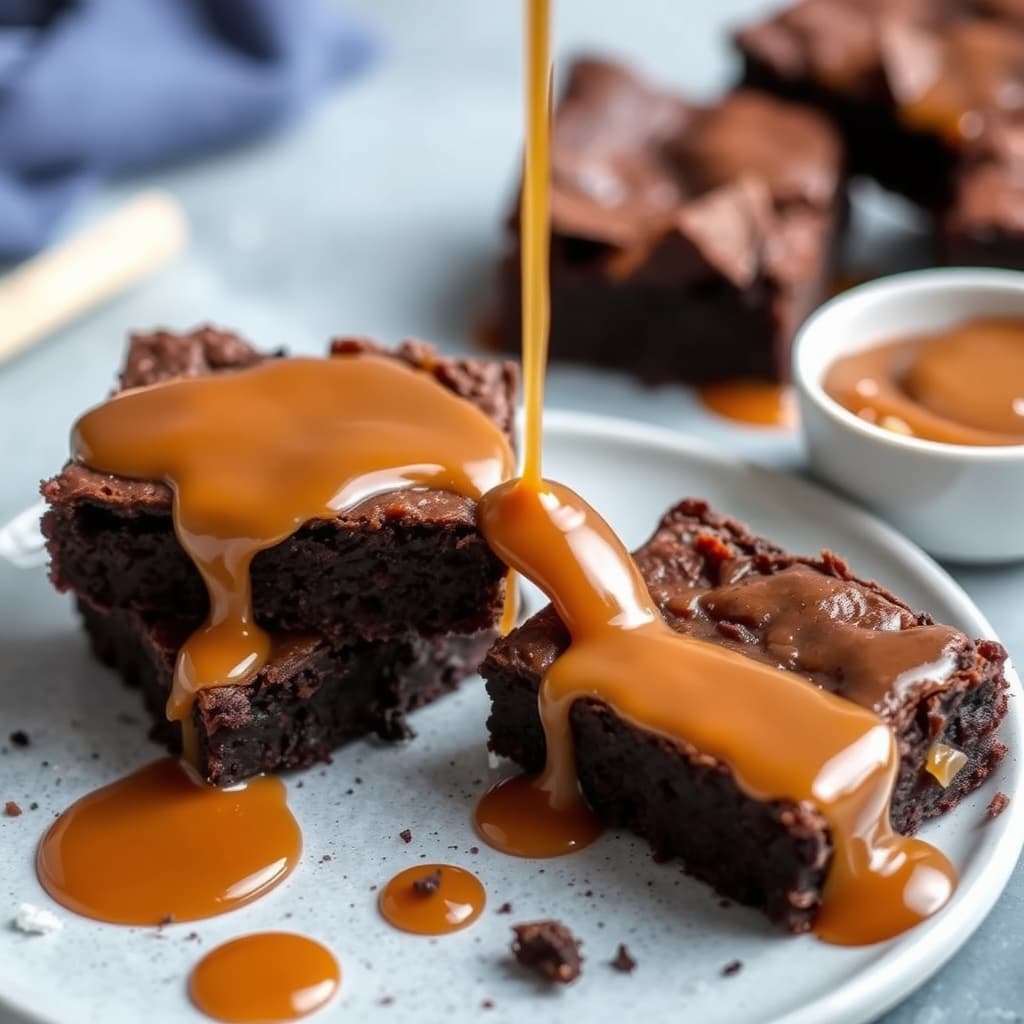 Brownies med salt karamellsaus