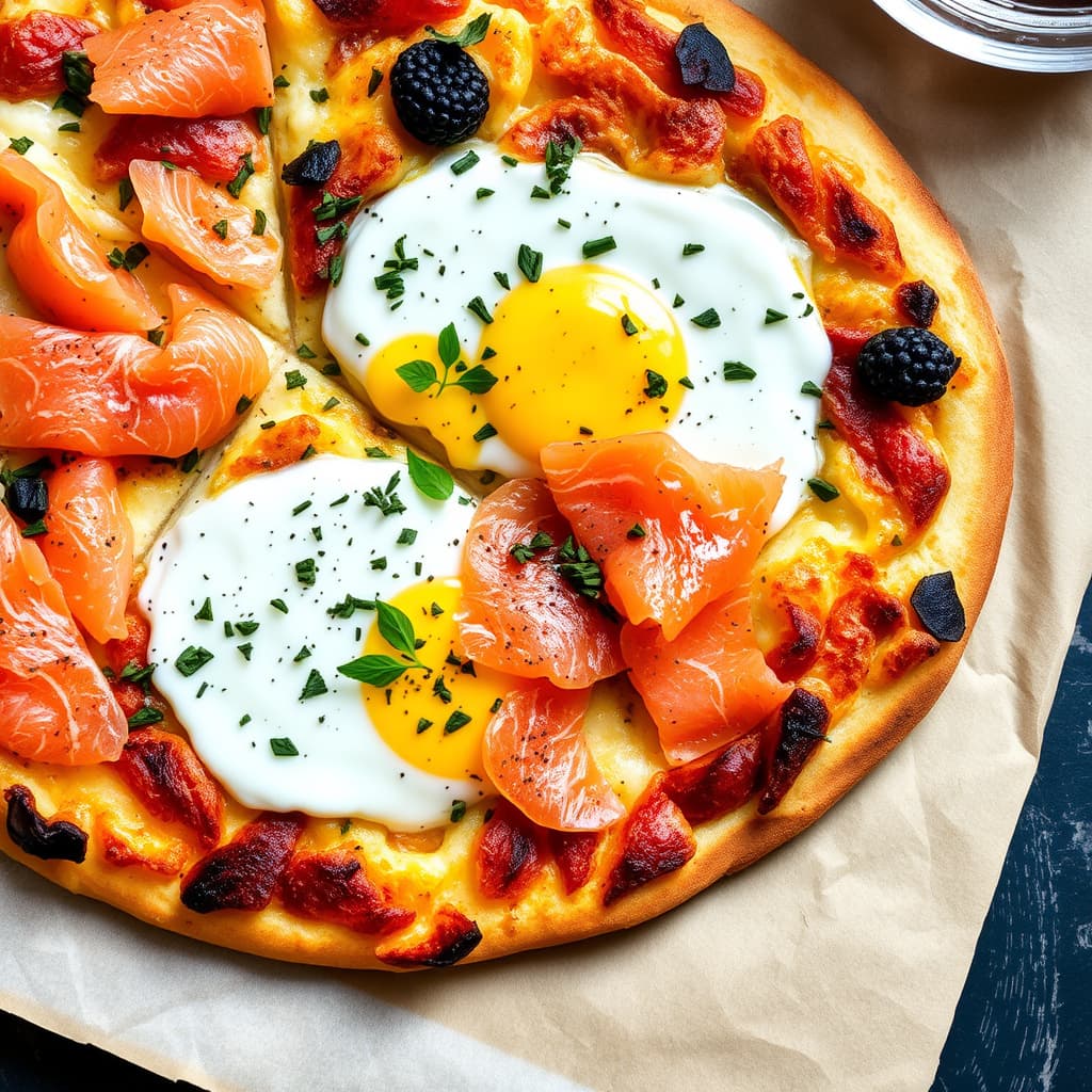 Brunchpizza med eggerøre og røkt laks