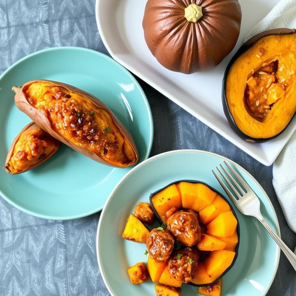 Brunt sukkerbakte søtpoteter og kastanjetterter