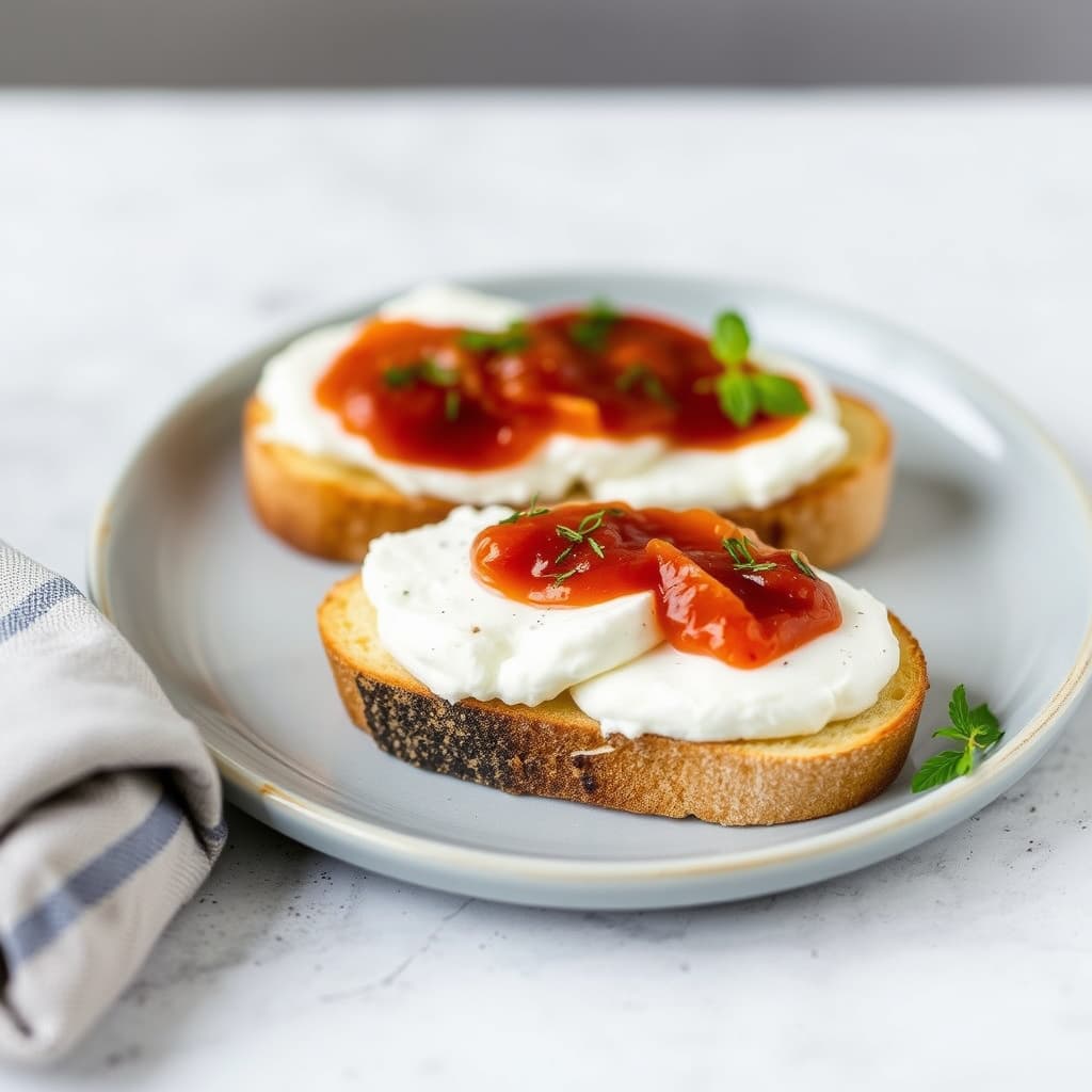Bruschetta med ricotta og marmelade
