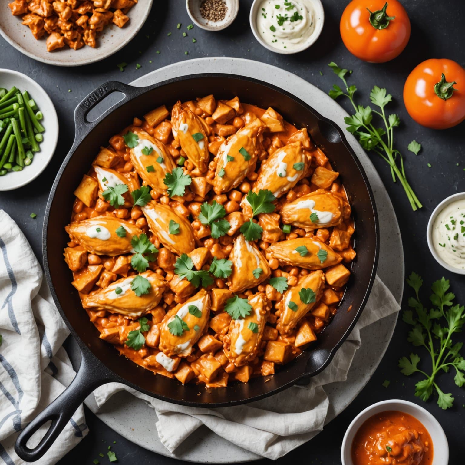 Buffalo kyllinggryte i stekepanne