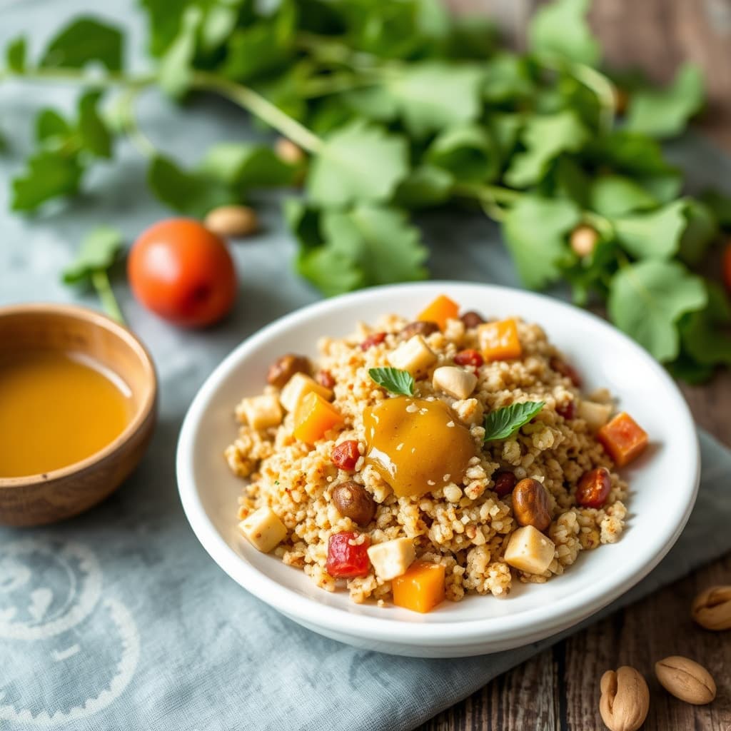 Bulgursalat med aprikos og pinjekjerner