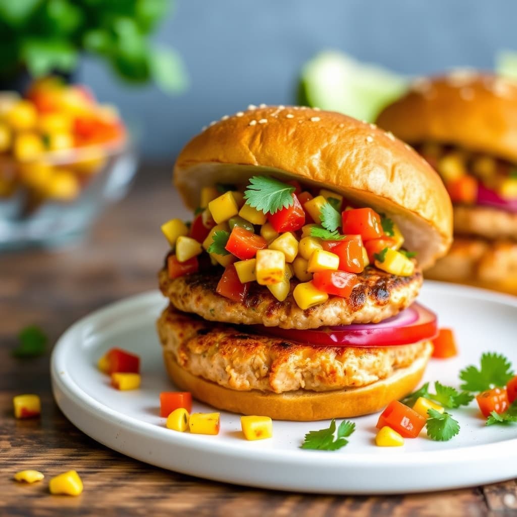 Burgere fra sørvestlige Tyrkia med tomat- og mais-salsa