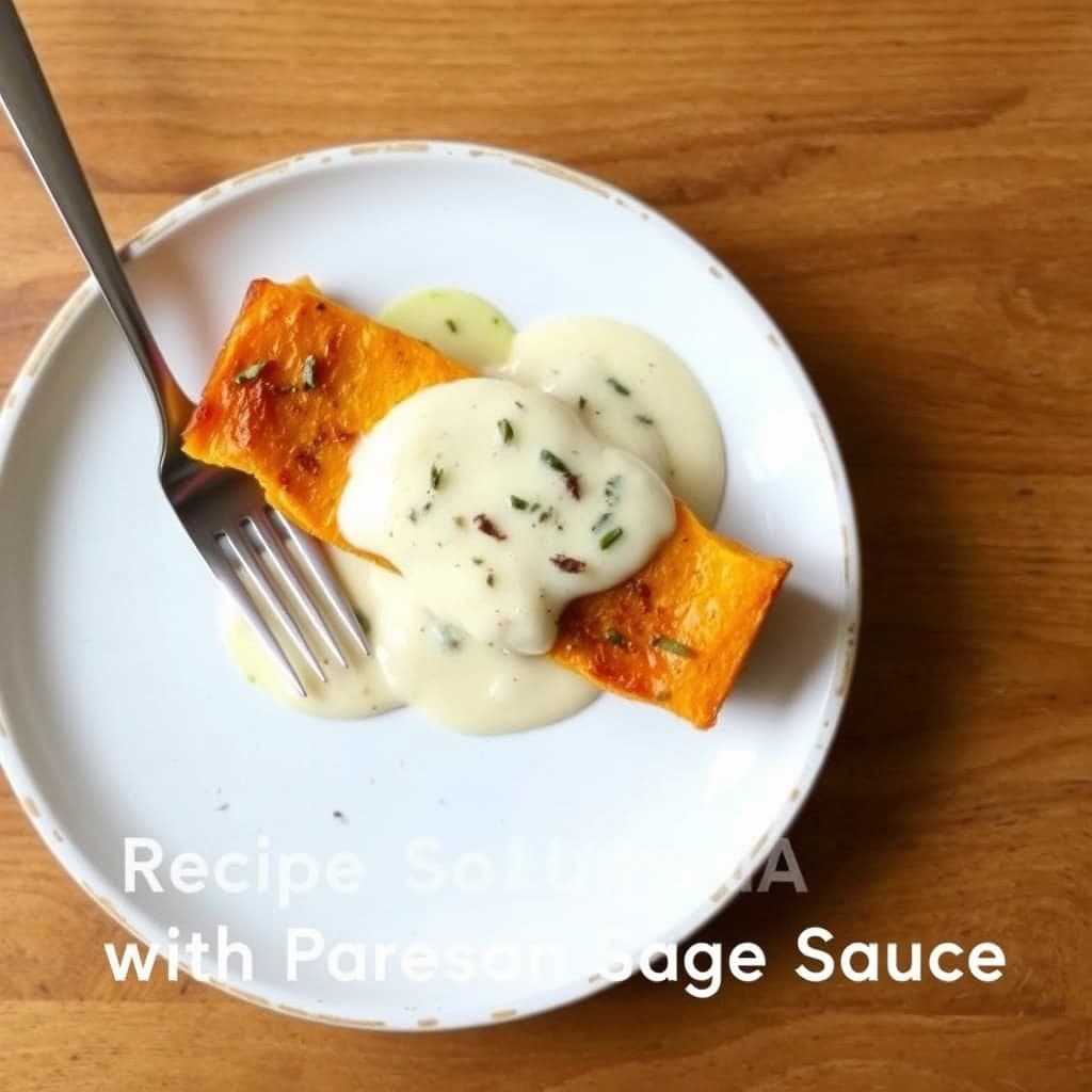 Butternut squash-flan med parmesan-salvie-saus