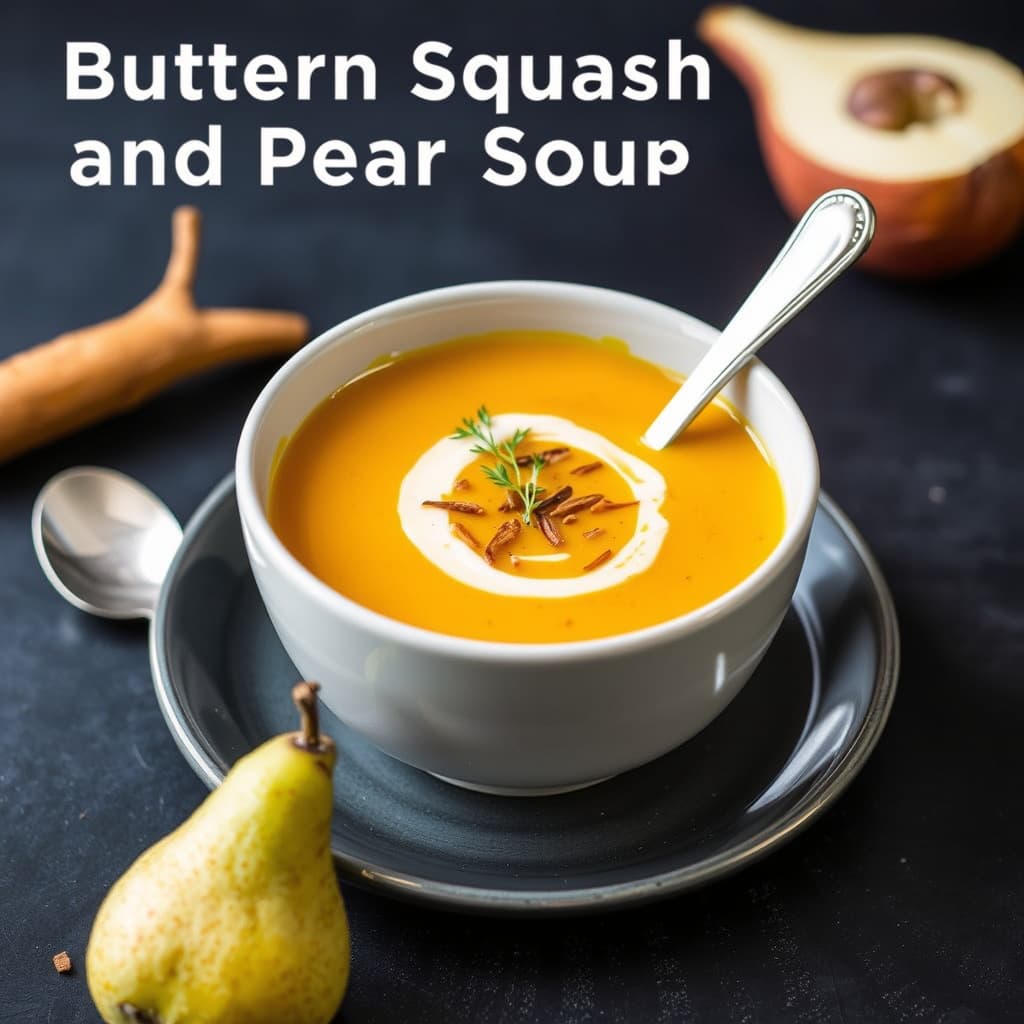 Butternut squash- og pæresuppe