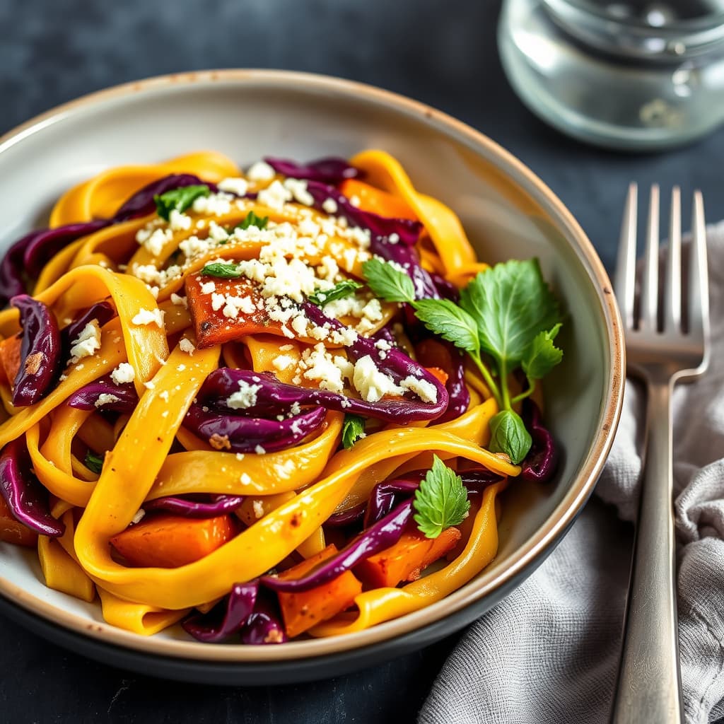 Butternut squash og radicchio-pappardelle